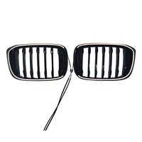 Grille de pare-chocs avant ABS noir brillant Double ligne avec lumière LED pour Bmw X3 G01 2018-2021