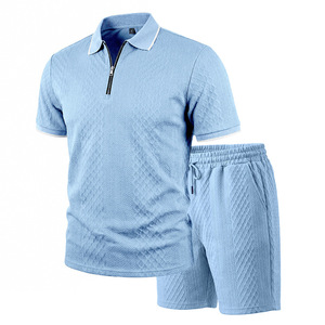 Conjunto de Dos Piezas de Verano para Hombre, Camiseta de Manga Corta y Pantalones Cortos de Corte Regular, Cómodo, Transpirable, Deportivo y de Alta Gama - Product Image 2