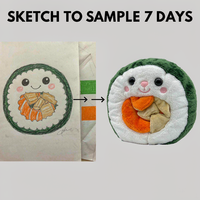 Peluches personnalisées Sushi OEM ODM Panda Rouleau de Sushi Poupée en peluche en forme de poussée de bambou Vente en gros