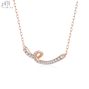 Nuovo arrivo collana elegante con Design a curva 18K oro massiccio collana con diamanti naturali da donna