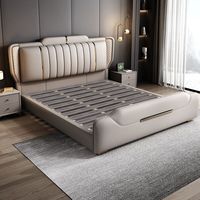 Einfaches Design Günstiger Bettrahmen Modernes Neuestes Lederbett-Set Schlafzimmermöbel Beliebtes Holzbett 1,8m Kingsize-Bett mit Stauraum für Zuhause