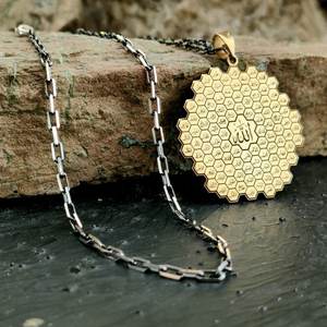 Commercio all'ingrosso <span class=keywords><strong>di</strong></span> alta qualità 18k placcato oro 99 <span class=keywords><strong>nomi</strong></span> <span class=keywords><strong>di</strong></span> <span class=keywords><strong>Allah</strong></span> collana in acciaio inox medaglione musulmano ciondolo Asma Ul Husna collana - Product Image 6