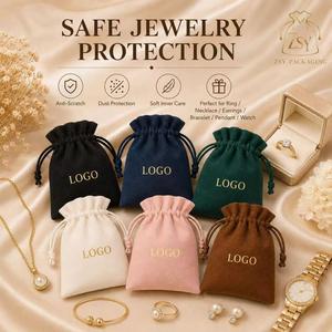 Bolsa de Terciopelo Personalizada con Logotipo, Impresa en Serigrafía, con Cordón, para Joyería, Reciclable, para Regalos y Manualidades, Embalaje Premium - Product Image 5