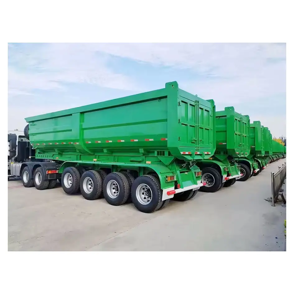 Mejor precio-Cilindro hidráulico en forma de U Extremo trasero Volquete Arena Mineral Dumper Box Van Semi Truck Trailer para la venta