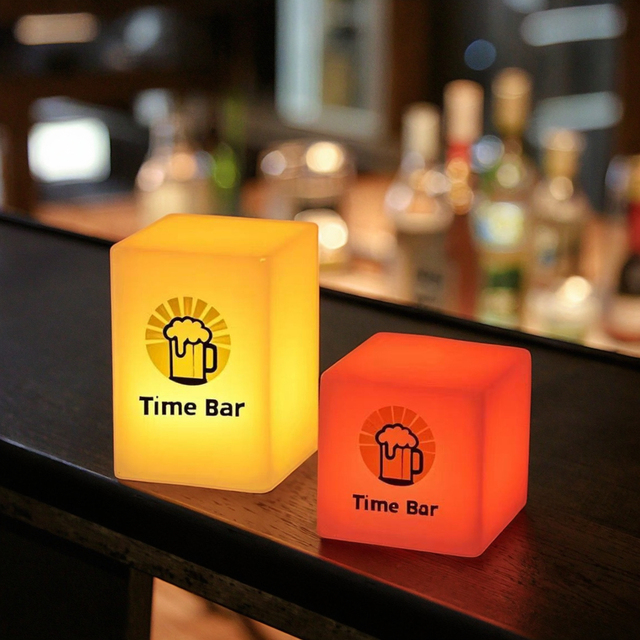 Logo Personalized Wireless Battery Led Square RGB Table Lamp Cube Remote Promotional Illuminated Display Light Box