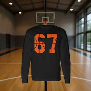 Camiseta de manga larga de baloncesto Six Seven 67 con diseño de meme Gen Alpha Slang - Product Image 3