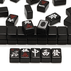 Black Melamine Mahjong Tiles 20mm Mini Portable Travel Game Set For Home Chess Card <b>Entertainment</b> - Product Image 1