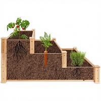 Lit de jardin en bois surélevé à 3 étages, lot de jardinières écologiques pour plantes d'extérieur