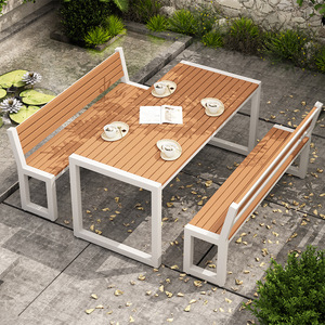 Ensemble table et chaises de jardin d'extérieur populaire, design industriel antique en métal carré, résistant à l'eau et au soleil, pour salon et <span class=keywords><strong>restaurant</strong></span> - Product Image 4