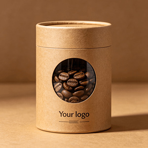 Tube en papier kraft écologique et recyclable personnalisé pour l'emballage du café avec couvercle personnalisé, estampage à chaud et finition invisible - Product Image 1