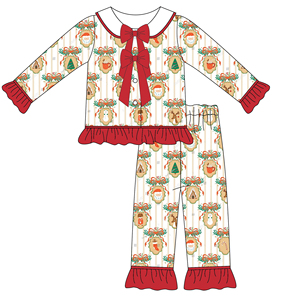 Vestiti abbinati fratelli invernali pigiama con stampa natalizia pigiama personalizzato per ragazze maschera per gli occhi in cotone a manica lunga Set per bambini - Product Image 2