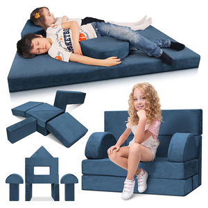 Giving Tree Modular Kids Sofa <b>Foam</b> Building <b>Blocks</b> Blue Creative Furniture For Children Age 3 And Above - Product Image 1