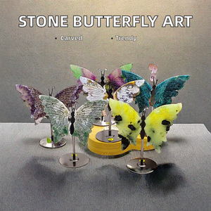 حجر طبيعي فراشة حرفية نحت أحجار كريمة كوارتز أجنحة كريستال للزينة أخرى - Product Image 6