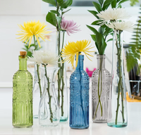 Bouteilles en verre coloré gaufré, grande bouteille de vin avec bouchon en liège, vase vintage, vases décoratifs en verre