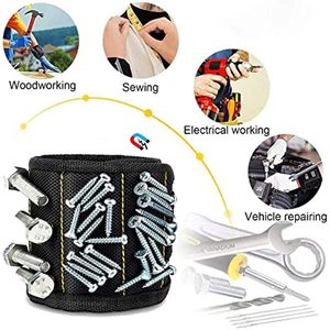 Portautensili da polso magnetico con 5 file di 15 magneti per viti punte di foratura per chiodi-<span class=keywords><strong>Gadget</strong></span> Cool Unisex nero - Product Image 6