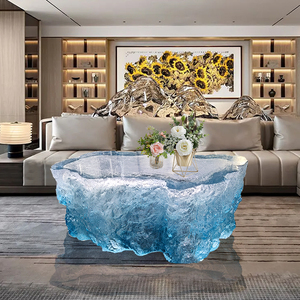 طاولة قهوة من الراتنج بتصميم فني منحوت وغير منتظم، ذات طابع شخصي وإحساس بالفخامة المتقدمة لغرفة المعيشة - Product Image 6