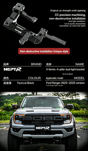 Support de fixation robuste pour feux auxiliaires LED tout-terrain <span class=keywords><strong>Ford</strong></span> <span class=keywords><strong>Ranger</strong></span> 2023-2025, modèle spécial double éclairage - Product Image 4