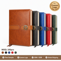 Carnet/Agenda A5 en Cuir Végétalien PU Vieilli avec Couverture Rigide, 100 Feuilles, Sangle et Médaillon Bronze, Logo Personnalisé, Vente en Gros OEM