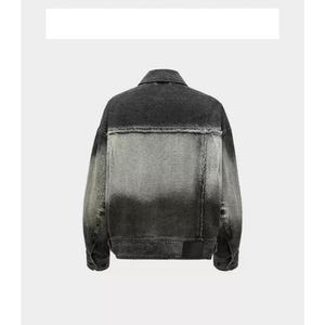 Veste en jean pour homme, denim brut noir personnalisé, vintage, délavé, haute qualité, 100% coton, nouvelle mode - Product Image 5