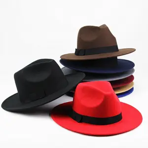 Hot Koop Aangepaste Mode Mannen Sombrero Hoed Platte Brede Rand Fedora Designer Vrouwen Floppy Wolvilt Panama Hoeden