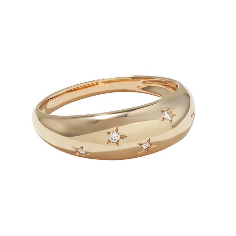 Gemnice joyas jewelry star diamond 925 sterling silver dome ring