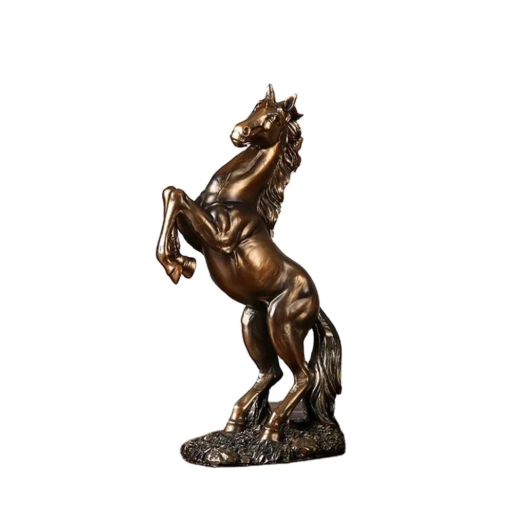 家の装飾のための12インチの立っている馬の樹脂の像動物の装飾の彫刻を育てる馬の芸術の置物装飾的な彫刻