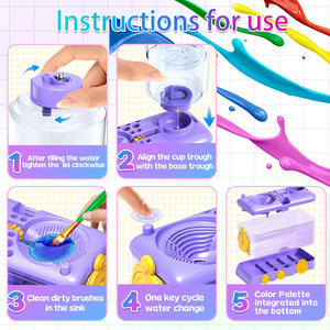 Limpiador de brochas multifuncional al por mayor, enjuagador automático de brochas con cambio de agua para suministros de pintura acrílica - Product Image 3