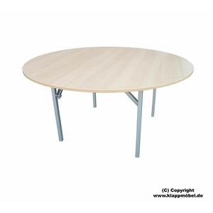 Tavolo Pieghevole Rotondo, ø 180 cm con Bordo in ABS, Acero, Struttura Argento - Product Image 1