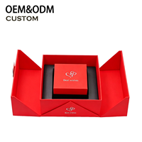 Caja Rígida Magnética de Doble Puerta Roja Personalizada de Lujo, Caja de Regalo Portátil Ecológica de Cartón de Alta Gama para Cosméticos