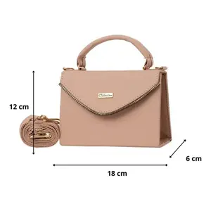 Bolso de hombro para mujer Fana Linda Dacia, color nude, microfibra, cuero sintético, estilo minimalista, para todas las estaciones - Product Image 3