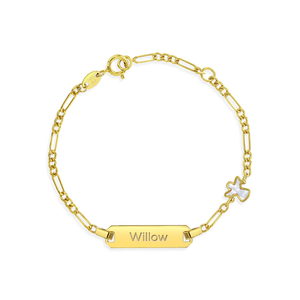 <span class=keywords><strong>Bracciale</strong></span> in Acciaio Inossidabile Placcato <span class=keywords><strong>Oro</strong></span> 18K con Nome Inciso Personalizzato, Charm Angelo in <span class=keywords><strong>Madreperla</strong></span>, Gioielli Ipoallergenici per Bambine - Product Image 1