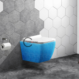 โถสุขภัณฑ์แบบแขวนผนังไร้ขอบเซรามิก สีชมพูสำหรับผู้หญิง ผลิตในจีน - Product Image 1