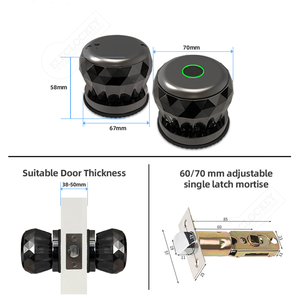 Aluminum Tuya App Control Smart <strong>Knob</strong> <strong>Door</strong> Lock with Biometric Fingerprint Cloud &amp; SDK Support for Wood <strong>Doors</strong> - Product Image 5