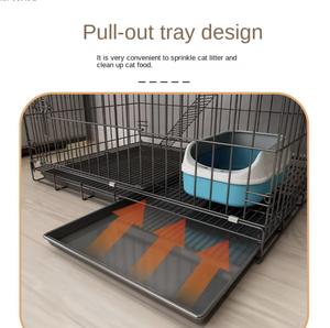 Cage pliable en bois et acier, très grande, plateau en fer pratique avec fermeture à bouton pour villa intérieure, chats et chiens. - Product Image 4