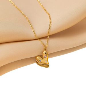 Collier tendance en forme de cœur et de lune, plaqué or 18 carats, acier inoxydable 304, verre électro-plaqué sous vide, pour femmes, bijoux de mode - Product Image 3