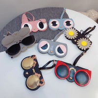 Étui de voyage portable en cuir PU, mignon, avec breloque de sac à main, porte-lunettes en cuir, étui à boucle de ceinture, étui à lunettes de soleil