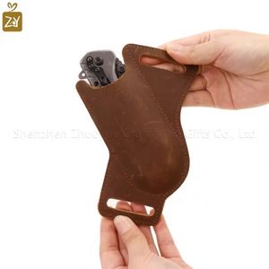 Quick Shipment Genuine <b>Leather</b> Pocket Knife Waist Sheath Men's EDC <b>Tools</b> Holder Cowhide <b>Leather</b> Pocket Knife <b>Pouch</b> Easy to Carry - Product Image 2