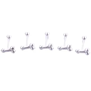 Fashion Sexy Body Piercing Sieraden 16G Tong Ring Zilver Charm Barbell Tong Piercing Studs Voor Mannen Vrouwen