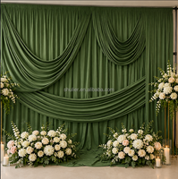 Rideau de fond en soie de lait préfabriqué sur mesure, couleur verte, pour scènes de mariage et d'événements, blanc