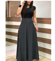 Robe Longue Maxi Fleurie Élégante d'Été 2024 pour Femmes, Ornée de Dentelle, à Pois, Style Mode Décontracté