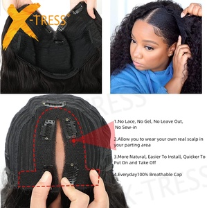 X-TRESS <strong>V</strong> <strong>Part</strong> Glueless Afro Kinky Straight <strong>Wig</strong> Synthetic <strong>Wig</strong> Long Curly Yaki Straight <strong>Wig</strong> Natural Black for Women Wholesale - Product Image 5