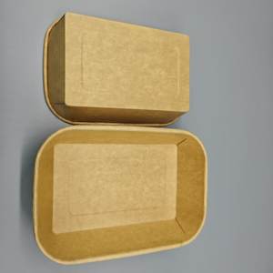 ชามกระดาษคราฟท์แบบใช้แล้วทิ้ง รูปทรงสี่เหลี่ยมผืนผ้า ขนาด 500 มล. 650 มล. 750 มล. 1000 มล. สำหรับใส่สลัด ซูชิ แซนวิช - Product Image 3