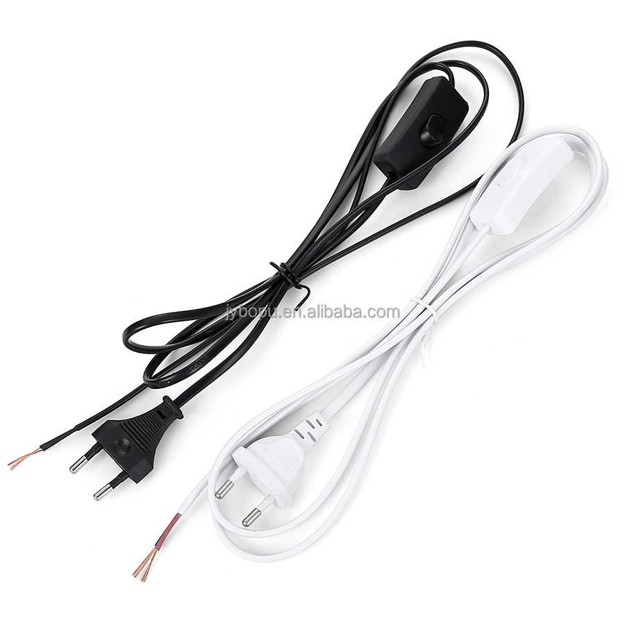 1.8m EU plug cable lamp cord with button switch lamp power cord with switch for LED lamp