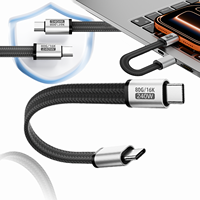 Nouveau câble USB-C haute puissance 240W, 18cm, transfert de données 80 Gbps, sortie 16K, pliable magnétique, tressé plat, court, Type-C vers Type-C