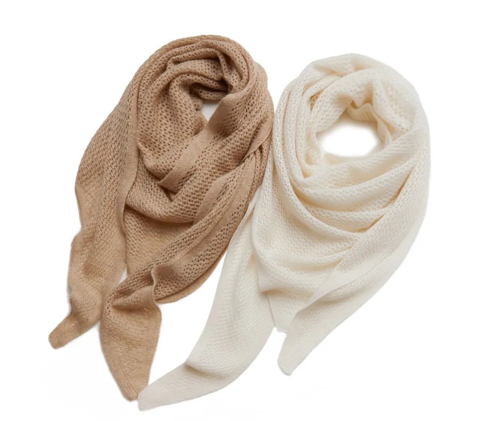 2022 New RTS Solid Color Triangle Neck Scarves 100% Cashmere Knit Scarf Neckerchief Shawl Wrap