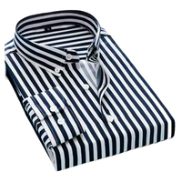 Camisas de Vestir para Hombre JC, Nuevo Estilo Otoñal, Sin Plancha, Transpirables, Antiarrugas, Corte Entallado, Manga Larga, Estilo Casual de Negocios, Modelo a Rayas 1013
