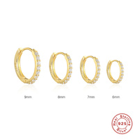 Boucles d'oreilles en forme de diamant en or, boucles d'oreilles simples, en zircon et argent sterling 925