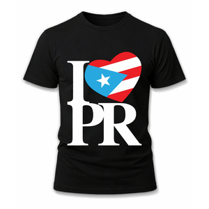Camiseta de Manga Corta para Hombre, 100% Algodón, Cuello Redondo, Transpirable, Ecológica, Anti-Pilling, con Estampado de 'I Love Puerto Rico' - Product Image 1