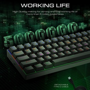 Teclado mecánico para juegos de 68 teclas, 3 modos, interruptor azul de intercambio en caliente con retroiluminación <span class=keywords><strong>RGB</strong></span> para ordenador portátil de escritorio - Product Image 6