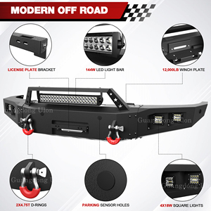 Parachoques Delantero ULON con Cabrestante de Ancho Completo para Camioneta Chevy <span class=keywords><strong>Silverado</strong></span> 1500 2014-<span class=keywords><strong>2015</strong></span>, con LED, Negro, <span class=keywords><strong>Precio</strong></span> de Fábrica - Product Image 3